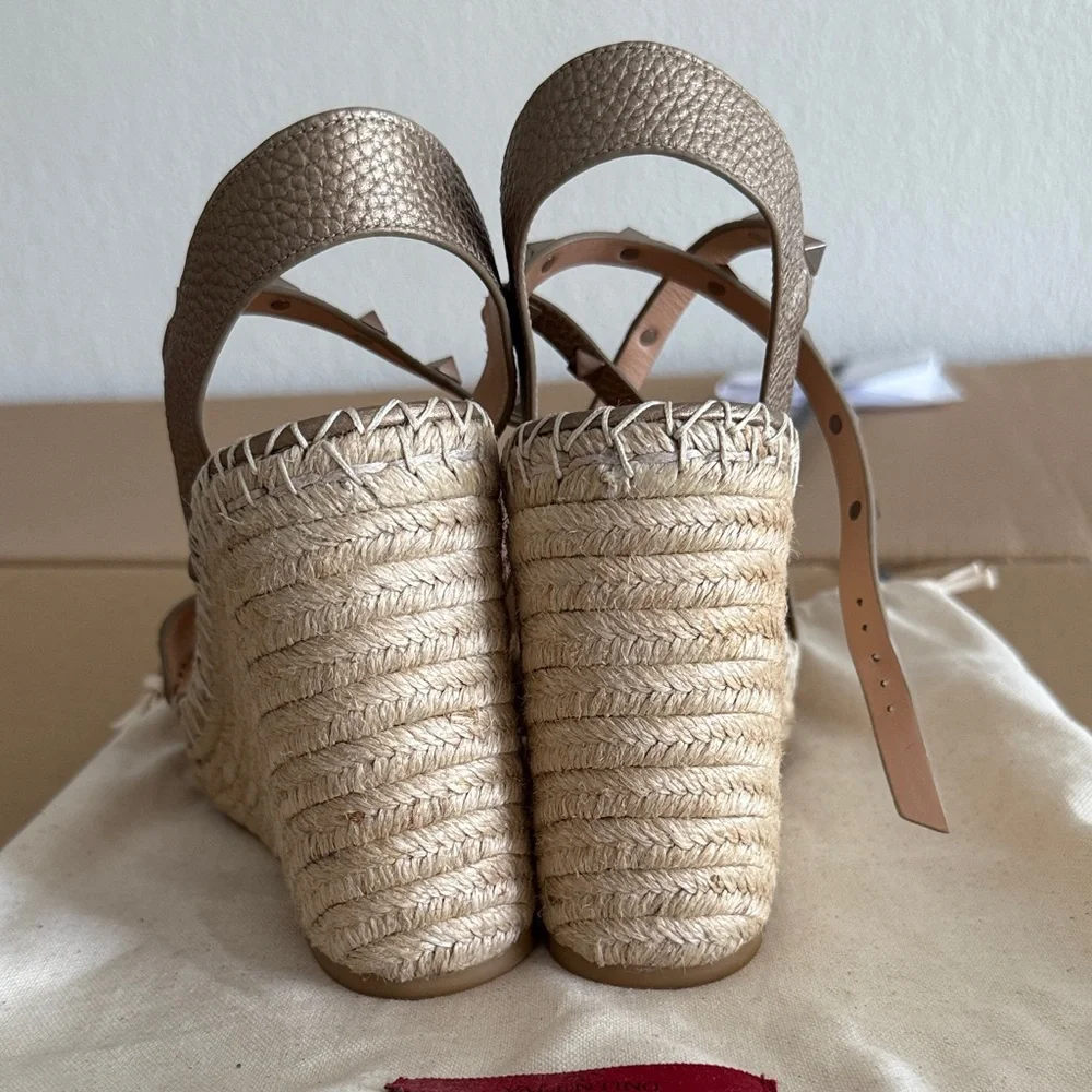 Valentino Garavani Tan Wedge Sandals